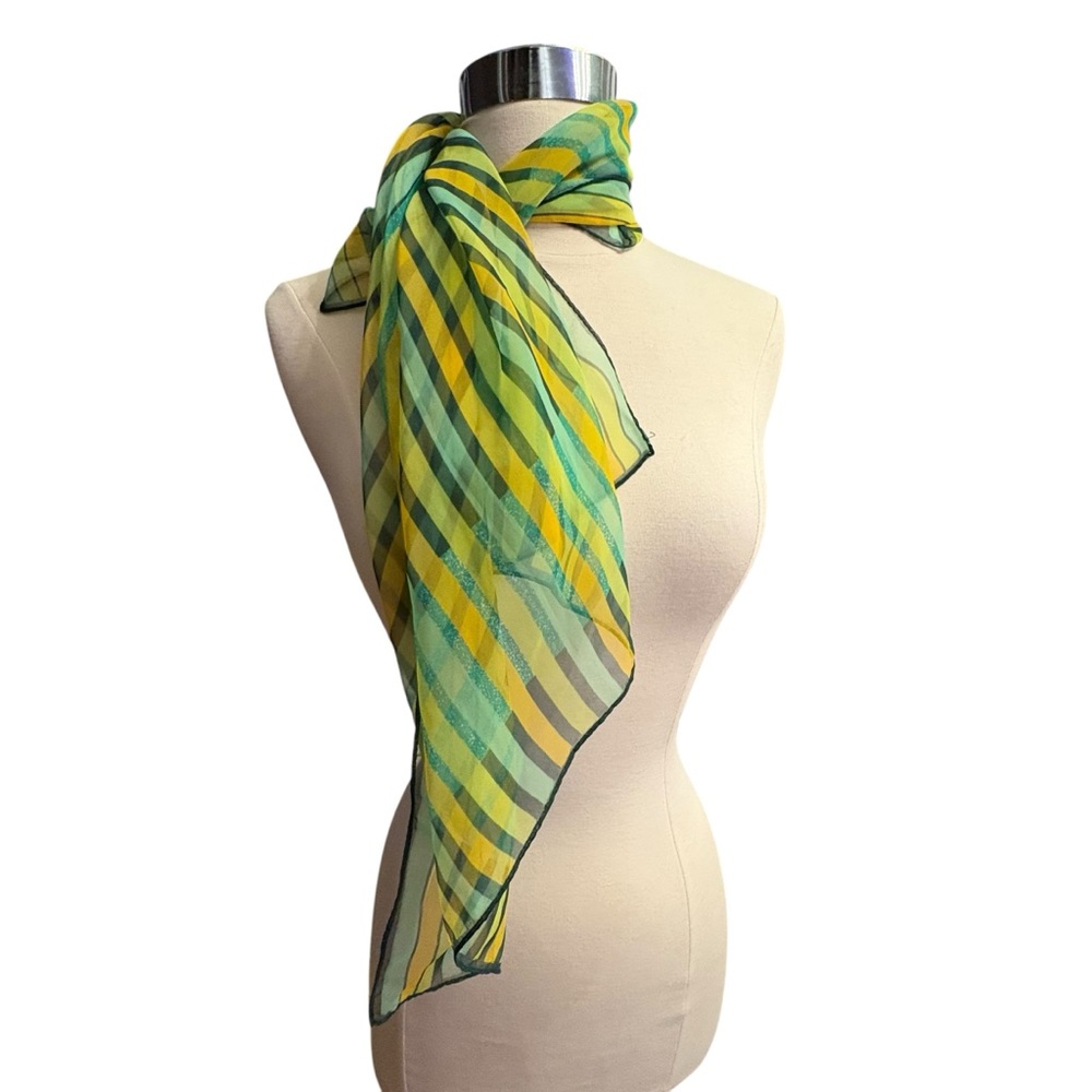 🔴5 for $40 SALE! 
Vintage Multi Colored Square Polyester Scarf - Picture 9 of 11